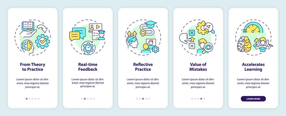 Learning advantages onboarding mobile app screen Stock Illustration