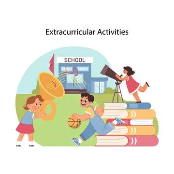 Learning adventures. Flat vector illustration Illustrazione stock
