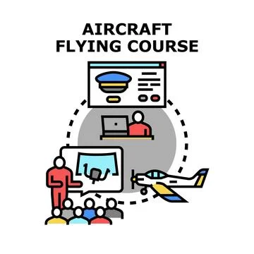 Learning aircraft flying course for pilot training education Illustrazione stock
