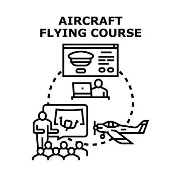 Learning aircraft flying course for pilot training education イラスト素材