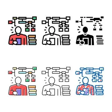 Learning algorithm clean color icon vector 库存插图