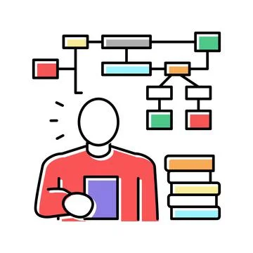 Learning algorithm color icon vector illustration 库存插图