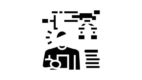 Learning algorithm glyph icon animation Stock Footage 165319648