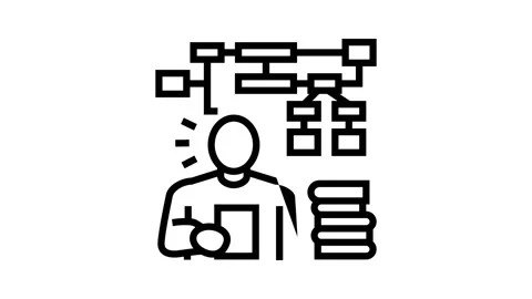 Learning algorithm line icon animation Stock Footage 165282999