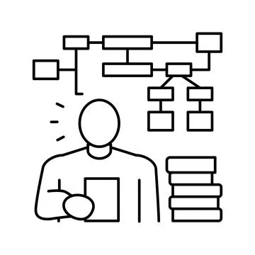 Learning algorithm line icon vector illustration Illustrazione stock