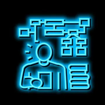 Learning algorithm neon glow icon illustration 库存插图