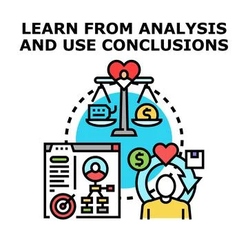 Learning from analysis and applying strategy for business solutions Stock Illustration
