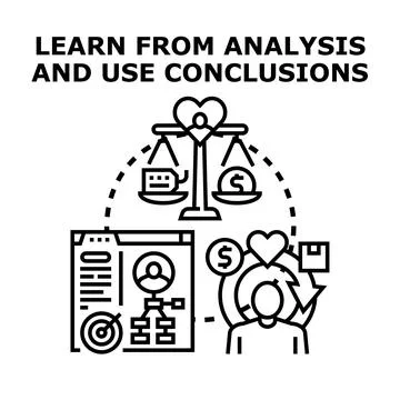Learning from analysis and applying strategy for business solutions Stock Illustration