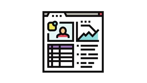 Learning analytics online platform color icon animation Stock Footage 326105345