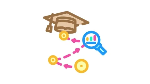 Learning analytics online platform color icon animation Stock Footage 327257299