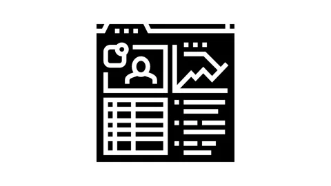Learning analytics online platform glyph icon animation Stock Footage 326152102