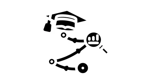 Learning analytics online platform glyph icon animation Stock Footage 326731091