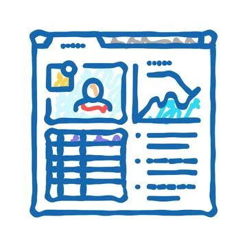Learning analytics online platform icon doodle illustration Stock Illustration