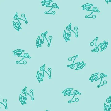 Learning analytics online platform line vector seamless pattern Stock Illustration