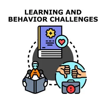 Learning and behavior challenges concept illustrating problem solutions Stock Illustration