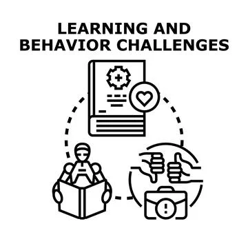 Learning and behavior challenges concept illustrating problem solutions Stock Illustration