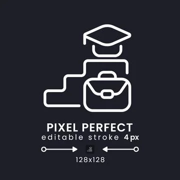 Learning and development white linear desktop icon on black イラスト素材