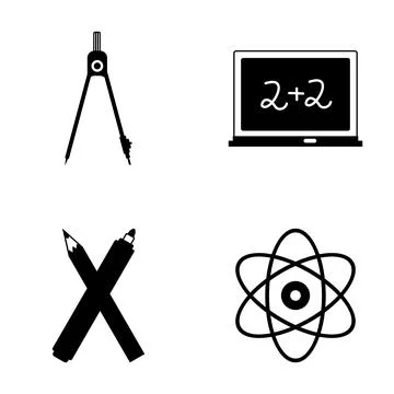 Learning and education icons for school subjects Illustrazione stock