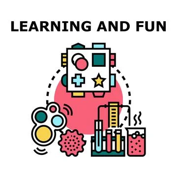 Learning and fun concept with educational activity icons Stock Illustration