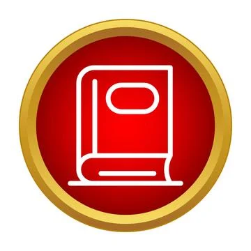 Learning and knowledge book icon in a red circle 库存插图