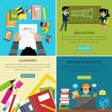 Learning and Online Education Lesson Web Banner イラスト素材