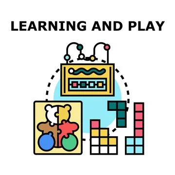 Learning and play concept with educational toys Stock Illustration