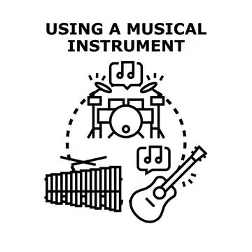 Learning and playing different musical instruments Stock Illustration