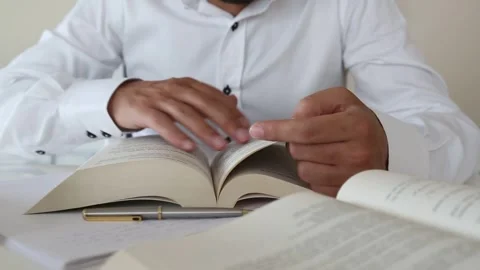 Learning and Research with Books Stock Footage 346181189