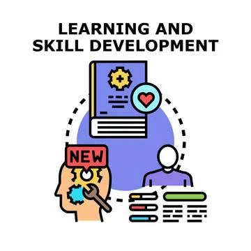 Learning and skill development process improving knowledge Stock Illustration