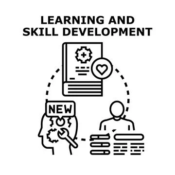 Learning and skill development process improving knowledge Stock Illustration