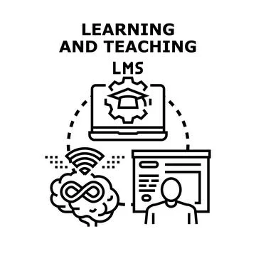 Learning and teaching lms concept delivering online education 스톡 일러스트