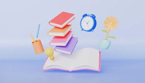 Learning and thinking, ideas of reading concept 3d illustration Illustrazione stock