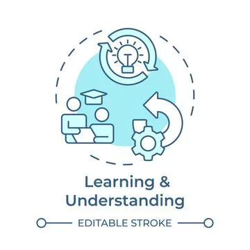 Learning and understanding soft blue concept icon Stock Illustration