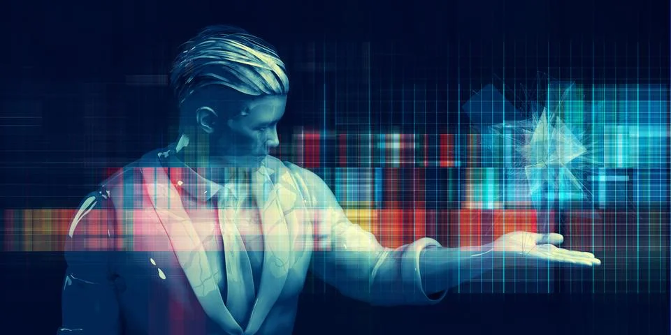 Learning Artificial Intelligence With Digital Analysis Concept 스톡 일러스트