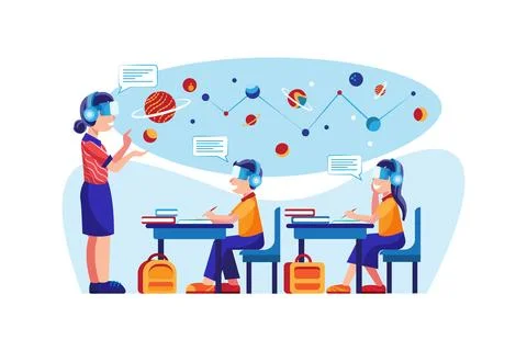 Learning astronomy using VR 스톡 일러스트