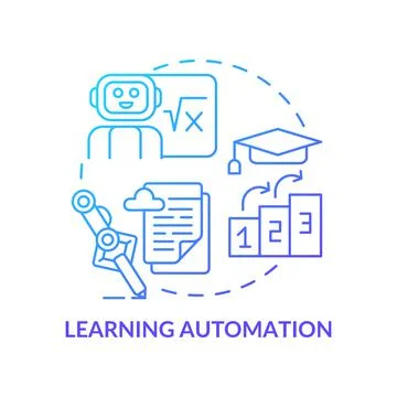 Learning automation blue gradient concept icon Stock Illustration