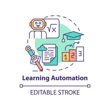 Learning automation concept icon Stock Illustration