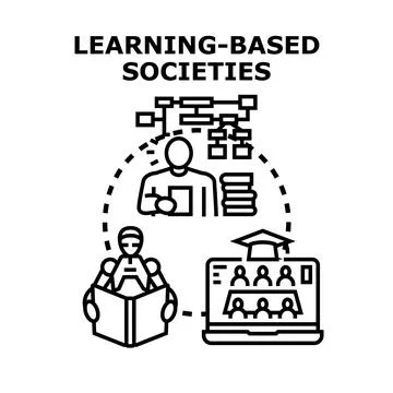 Learning based societies developing education with technology and knowledge Stock Illustration