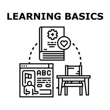 Learning basics acquiring fundamental education knowledge and skills Stock Illustration