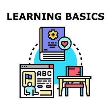 Learning basics acquiring fundamental education knowledge and skills Stock Illustration