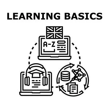 Learning basics acquiring knowledge skill education process Stock Illustration