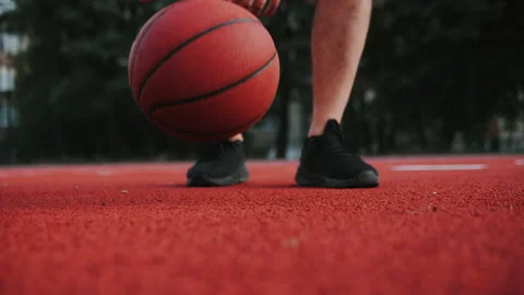 Learning basketball tricks. Morning training Stock Footage 139314152