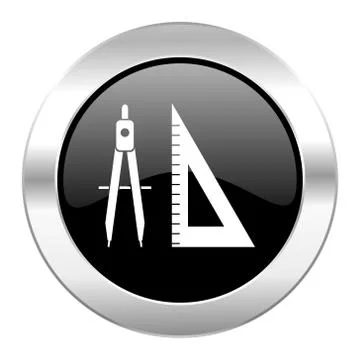 Learning black circle glossy chrome icon isolated. 스톡 일러스트