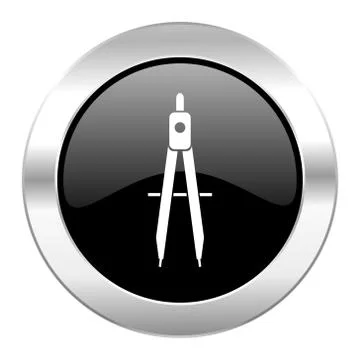 Learning black circle glossy chrome icon isolated. Stock Illustration