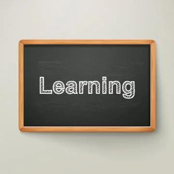 Learning on blackboard in wooden frame Illustrazione stock