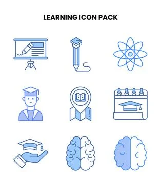 Learning Blue Bundle Icons Pack Ilustração Stock