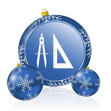 Learning blue christmas balls icon Stock Illustration