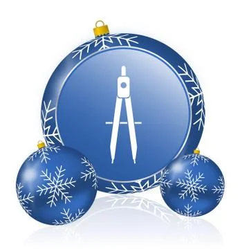 Learning blue christmas balls icon Stock Illustration