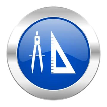 Learning blue circle chrome web icon isolated. Stock Illustration