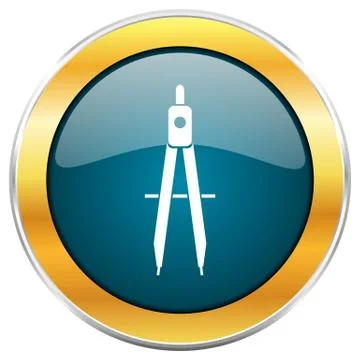 Learning blue glossy round icon with golden chrome metallic border isolated o イラスト素材